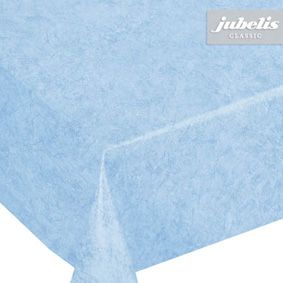 Une nappe monochrome bleue de forme carrée avec des finitions en vinyle